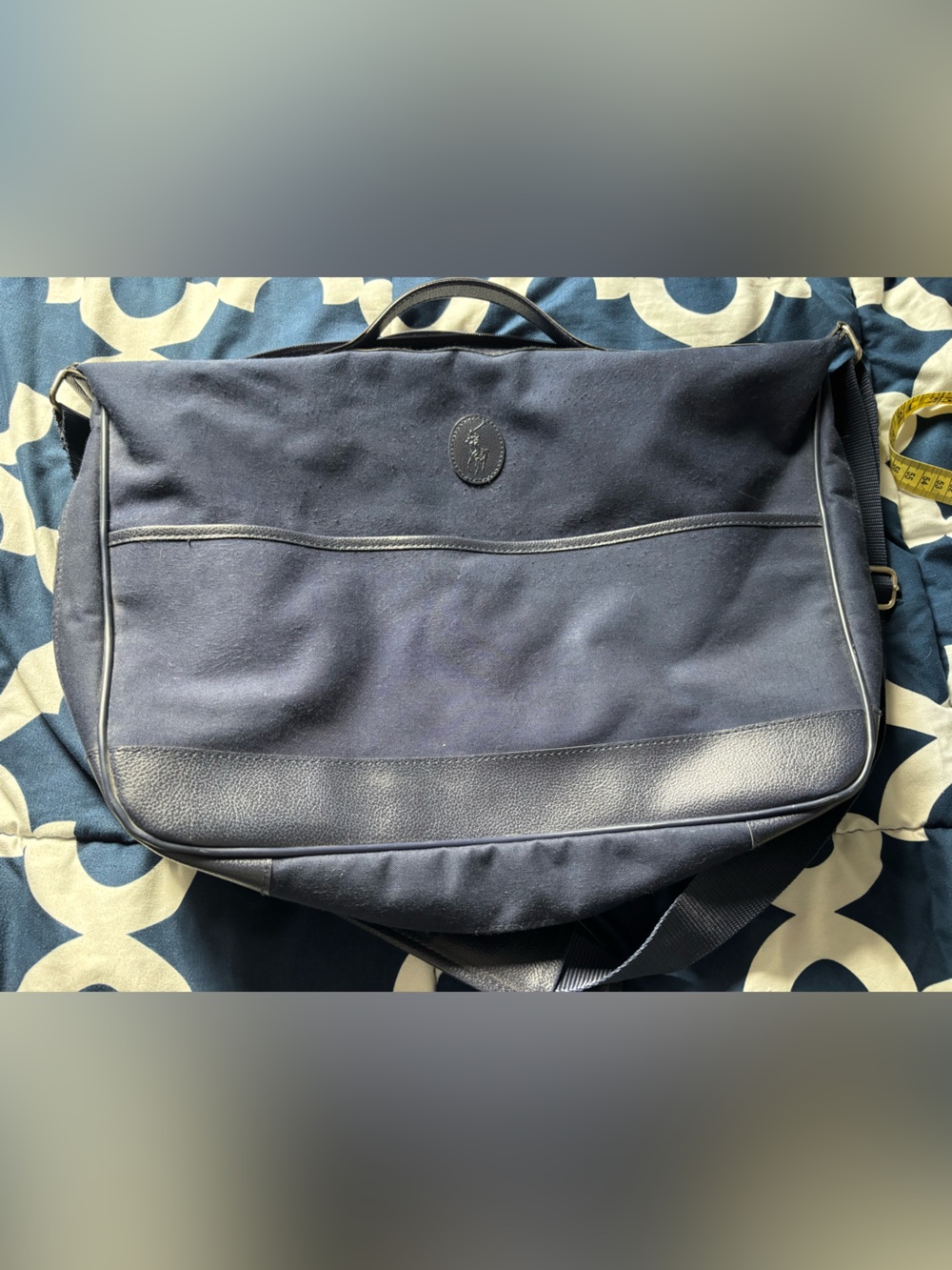 Polo by Ralph Lauren Navy Canvas Messenger with Black Accent